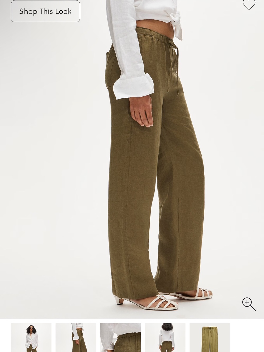 Relaxed Wide-Leg Linen Blend Pants - Olive